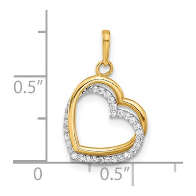 10K Two-Tone Gold CZ Two-Hearts Pendant – view 4