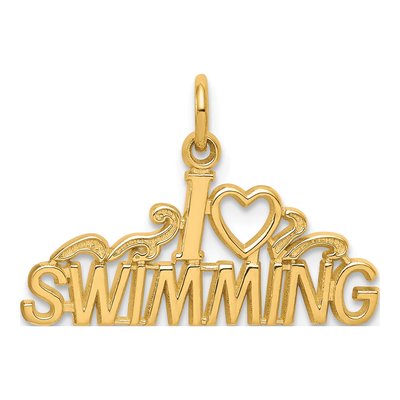 10K Yellow Gold I Heart Swimming Charm
