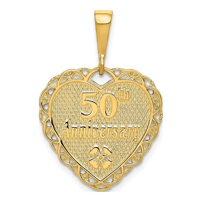 10K Yellow Gold 50th Anniversary Heart Charm