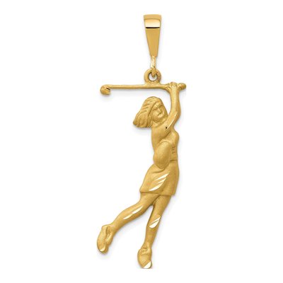 10K Yellow Gold Female Golfer Pendant