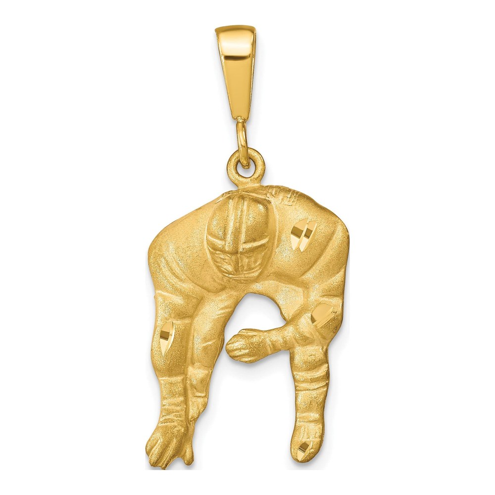 10K Yellow Gold Football Player Charm Pendant