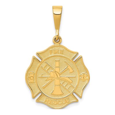 10K Yellow Gold Fire Rescue Medal Pendant
