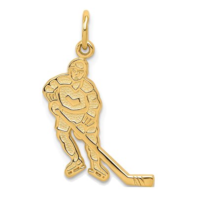 10K Yellow Gold Hockey Player Pendant