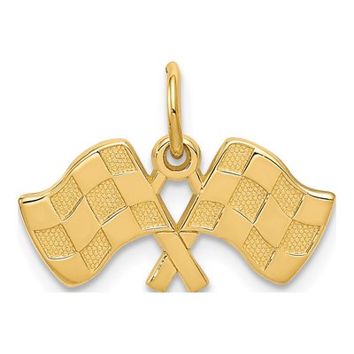 10K Yellow Gold Racing Flags Pendant