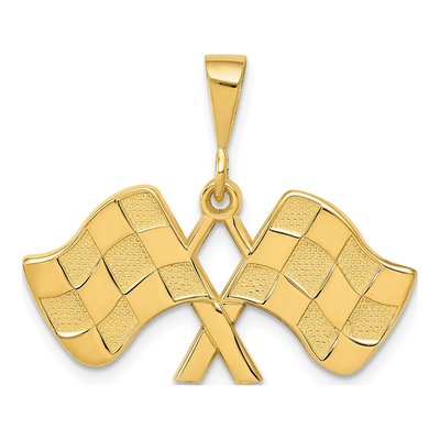 10K Yellow Gold Racing Flags Pendant