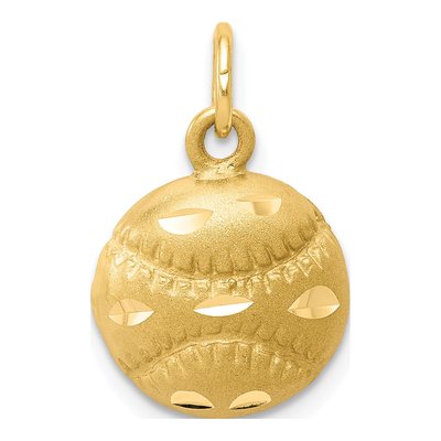 10K Yellow Gold Diamond-Cut Baseball Charm