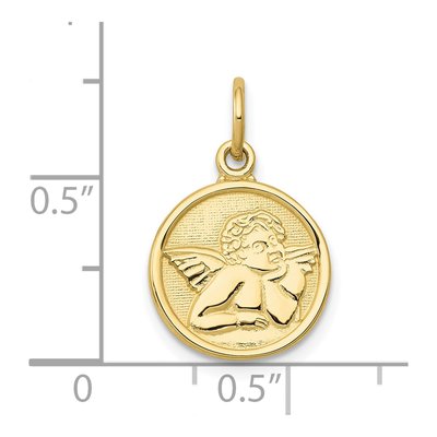 10K Yellow Gold Round Angel Pendant – view 4