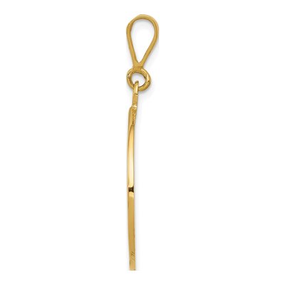 10K Yellow Gold Large Round Angel Pendant – view 3