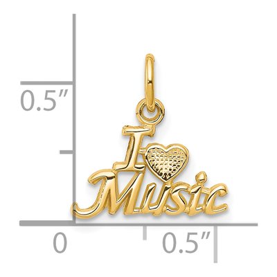 10K Yellow Gold I Heart Music Pendant – view 4