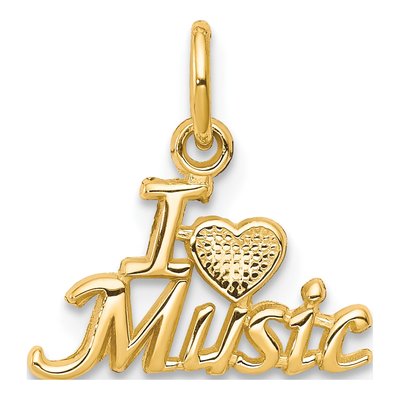 10K Yellow Gold I Heart Music Pendant