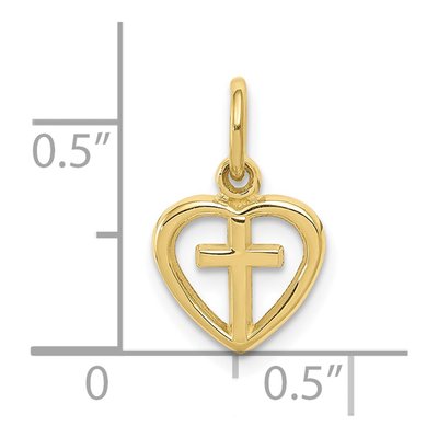 10K Yellow Gold Cross Heart Pendant – view 4
