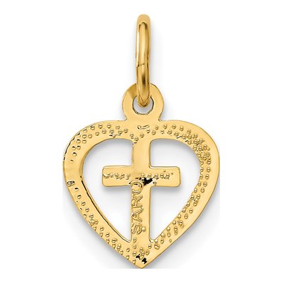 10K Yellow Gold Cross Heart Pendant – view 5