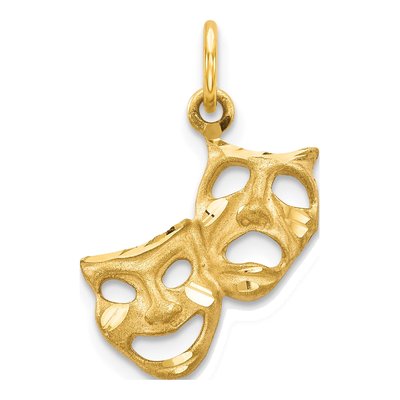 10K Yellow Gold Comedy Tragedy Pendant
