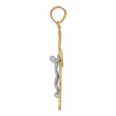 10K Two-Tone Gold Diamond-Cut Crucifix Pendant – view 3