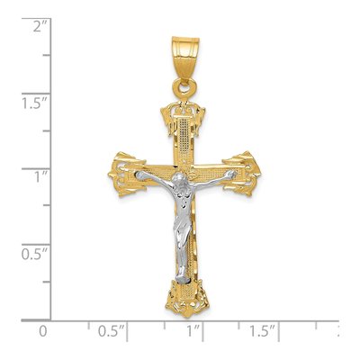 10K Two-Tone Gold Diamond-Cut Crucifix Pendant – view 4