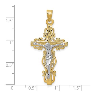 10K Two-Tone Gold Diamond-Cut Crucifix Pendant – view 4
