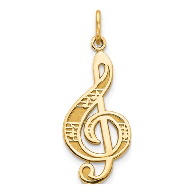 10K Yellow Gold Treble Clef for Musicians Charm