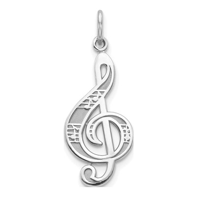 10K White Gold Treble Clef Pendant