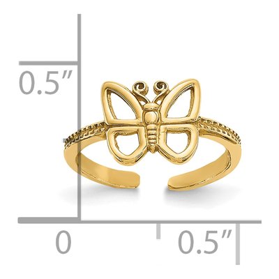 10K Yellow Gold Butterfly Toe Ring – view 4