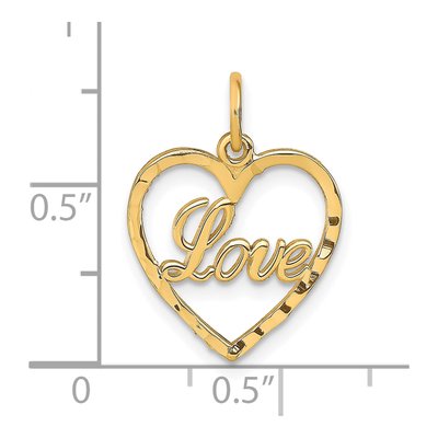 10K Yellow Gold LOVE Heart Pendant – view 4