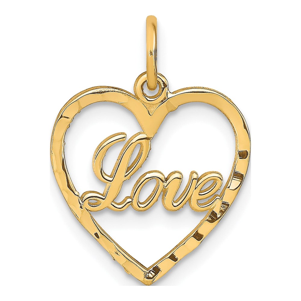 10K Yellow Gold LOVE Heart Pendant