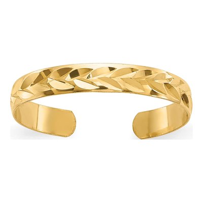 10K Diamond-Cut Chevron 2mm Toe Ring