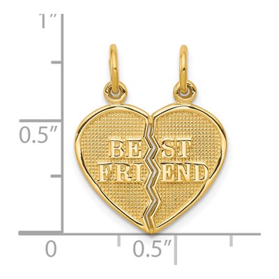 10K Yellow Gold Best Friend Heart Set Charm – view 4