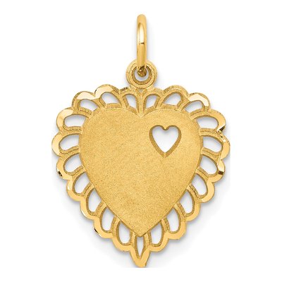 10K Yellow Gold Scalloped Heart Cut-Out Charm