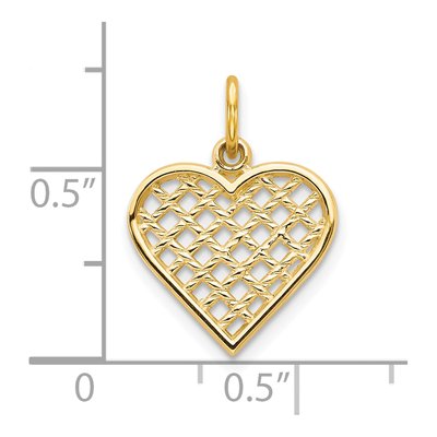 10K Yellow Gold Basketweave Heart Charm – view 4
