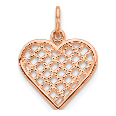 10K Rose Gold Basketweave Heart Pendant