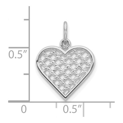 10K White Gold Basketweave Heart Pendant – view 3