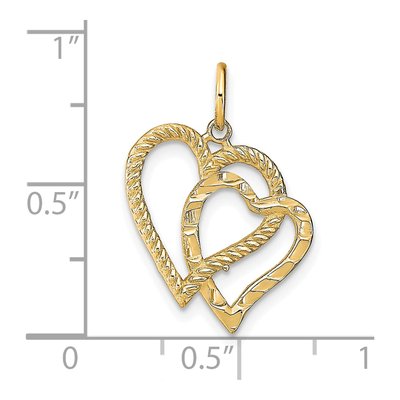 10K Yellow Gold Double Heart Pendant – view 4