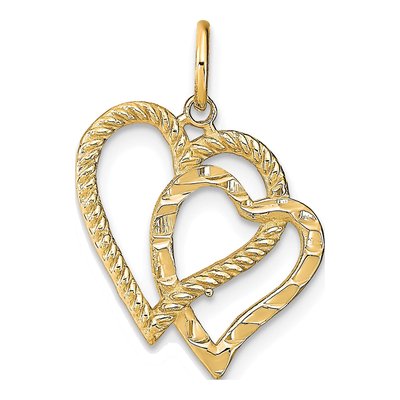 10K Yellow Gold Double Heart Pendant
