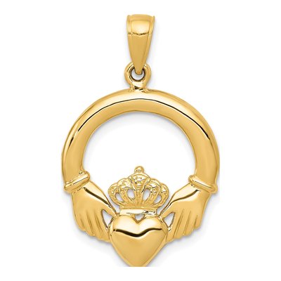 10K Yellow Gold Claddagh Pendant