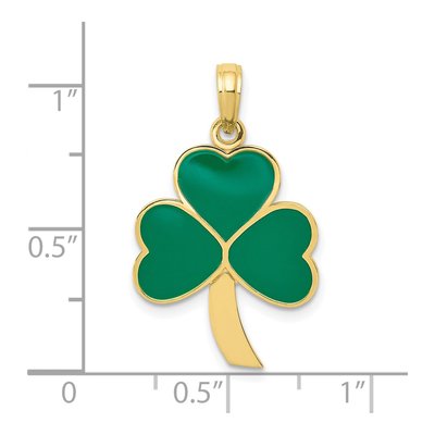 10K Yellow Gold Green Enamel Shamrock Pendant – view 4