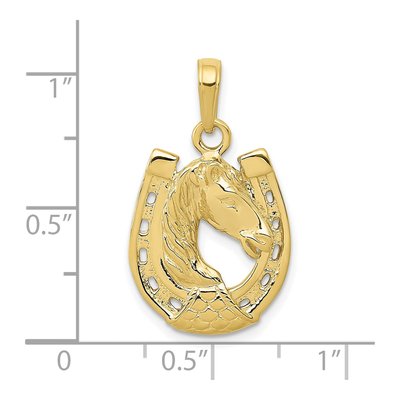 10K Yellow Gold Horse Head Horseshoe Pendant – view 4