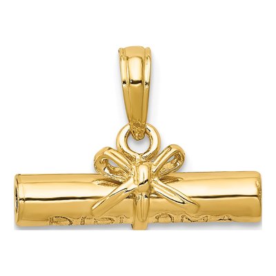 10K Yellow Gold 3-D Diploma Pendant