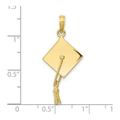 10K Yellow Gold Graduation Cap Pendant – view 4