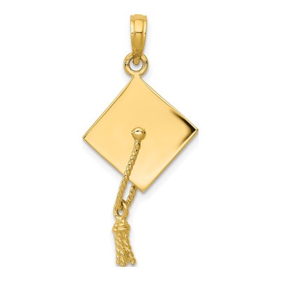10K Yellow Gold Graduation Cap Pendant