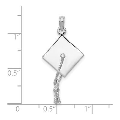 10K White Gold Graduation Cap Charm – view 4