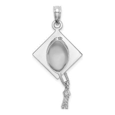 10K White Gold Graduation Cap Charm – view 5