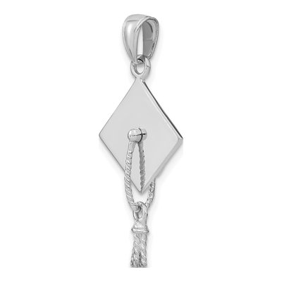 10K White Gold Graduation Cap Charm – view 6