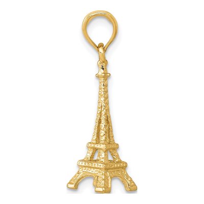 10K Yellow Gold 3D Eiffel Tower Pendant – view 3