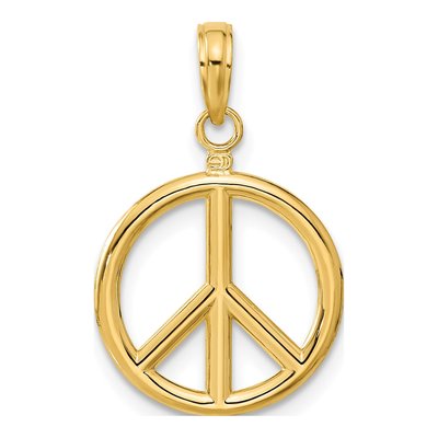 10K Yellow Gold 3-D Peace Sign Pendant – view 4