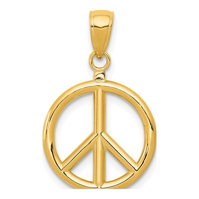 10K Yellow Gold 3-D Peace Sign Pendant