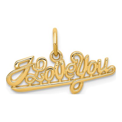 10K Yellow Gold I LOVE YOU Script Charm