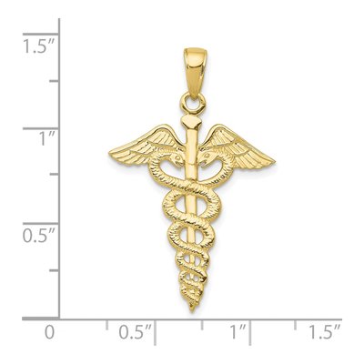 10K Yellow Gold Large Caduceus Pendant – view 4
