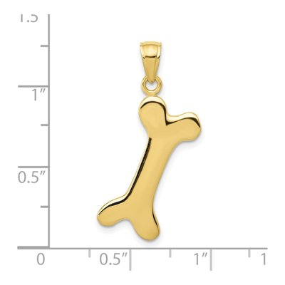 10K Yellow Gold 3D Dog Bone Pendant – view 5