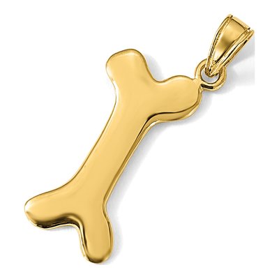 10K Yellow Gold 3D Dog Bone Pendant – view 6