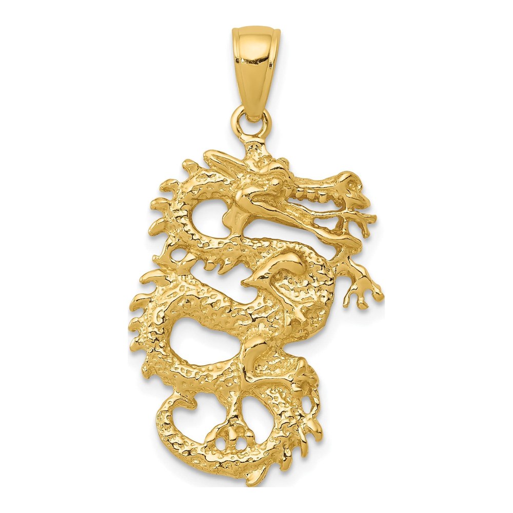 10K Yellow Gold 3D Dragon Pendant